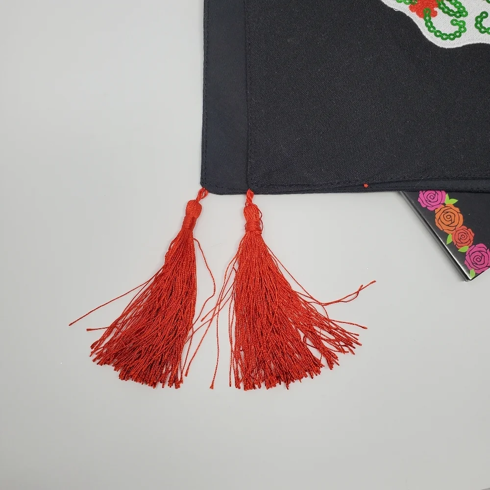 Day of Dead Sequins Table Runner With Tassels